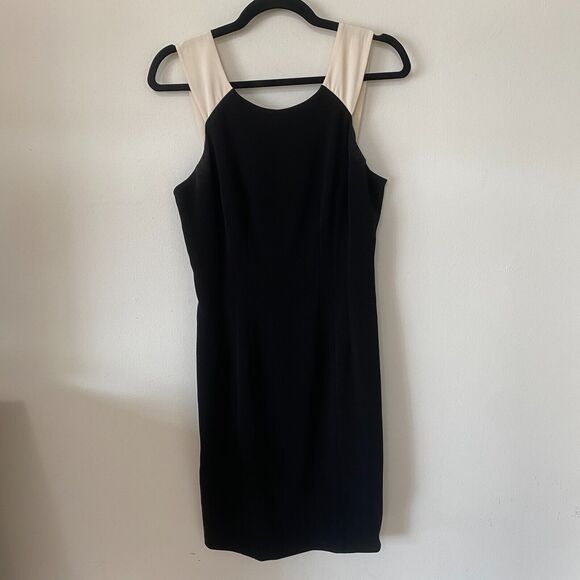 Jay Godfrey Black & Cream Strap Colorblock Sheath Bodycon Blue Zipper Mini 10 - Picture 4 of 14